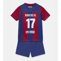 Fotballdrakt Barn Barcelona Marcos Alonso #17 Hjemmedraktsett 2023-24 Kortermet (+ Korte bukser)